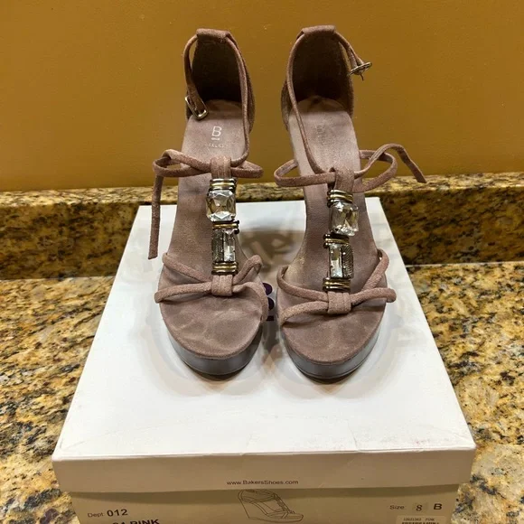 Bakers Blush Pink/Taupe and Brown Wedge Sandals - Picture 6 of 6